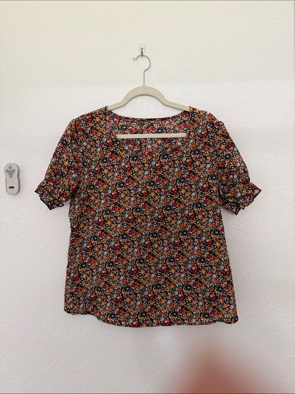 Women's Floral Square Neck Top in Multi-Color